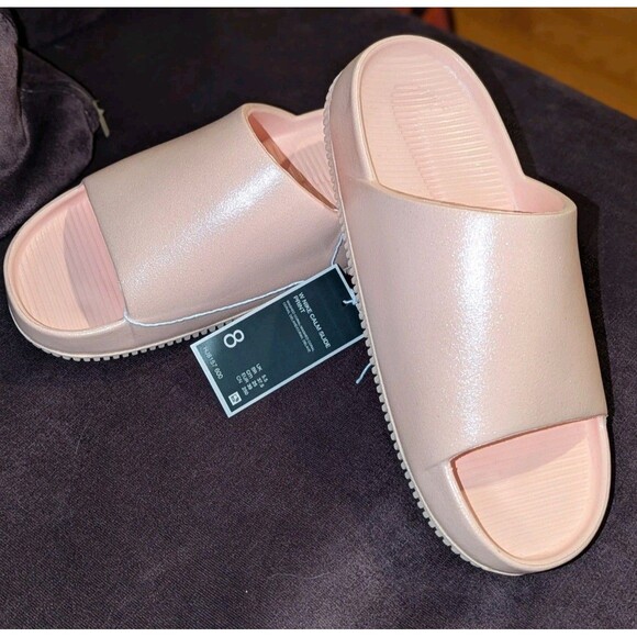 Subtle Shimmery Glitter Nike Women's Calm Slides Sandal Nwob Washed Coral Size 8 - Picture 4 of 7